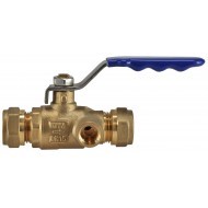 Messing knel kogelafsluiter met aftap