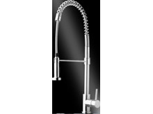 Keukenkraan RVS met handdouche hoog